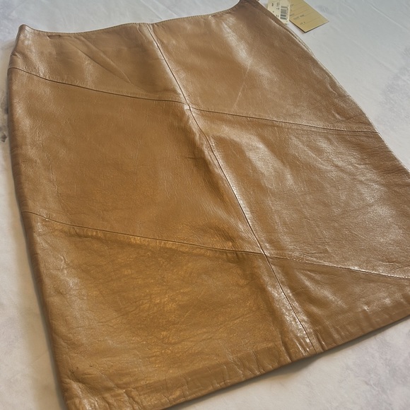 Rem Garson tan leather knee pencil skirt - Picture 2 of 12
